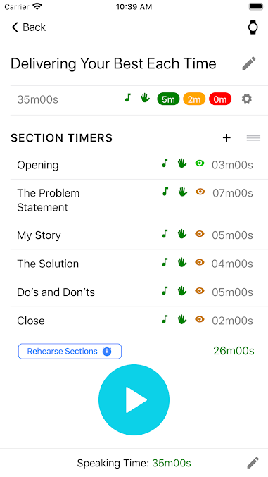 Sections allow you to know when and where you are in your speech